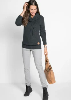 New Jersey de cuello alto con cordones Mujer Ropa De Punto|Jerséis