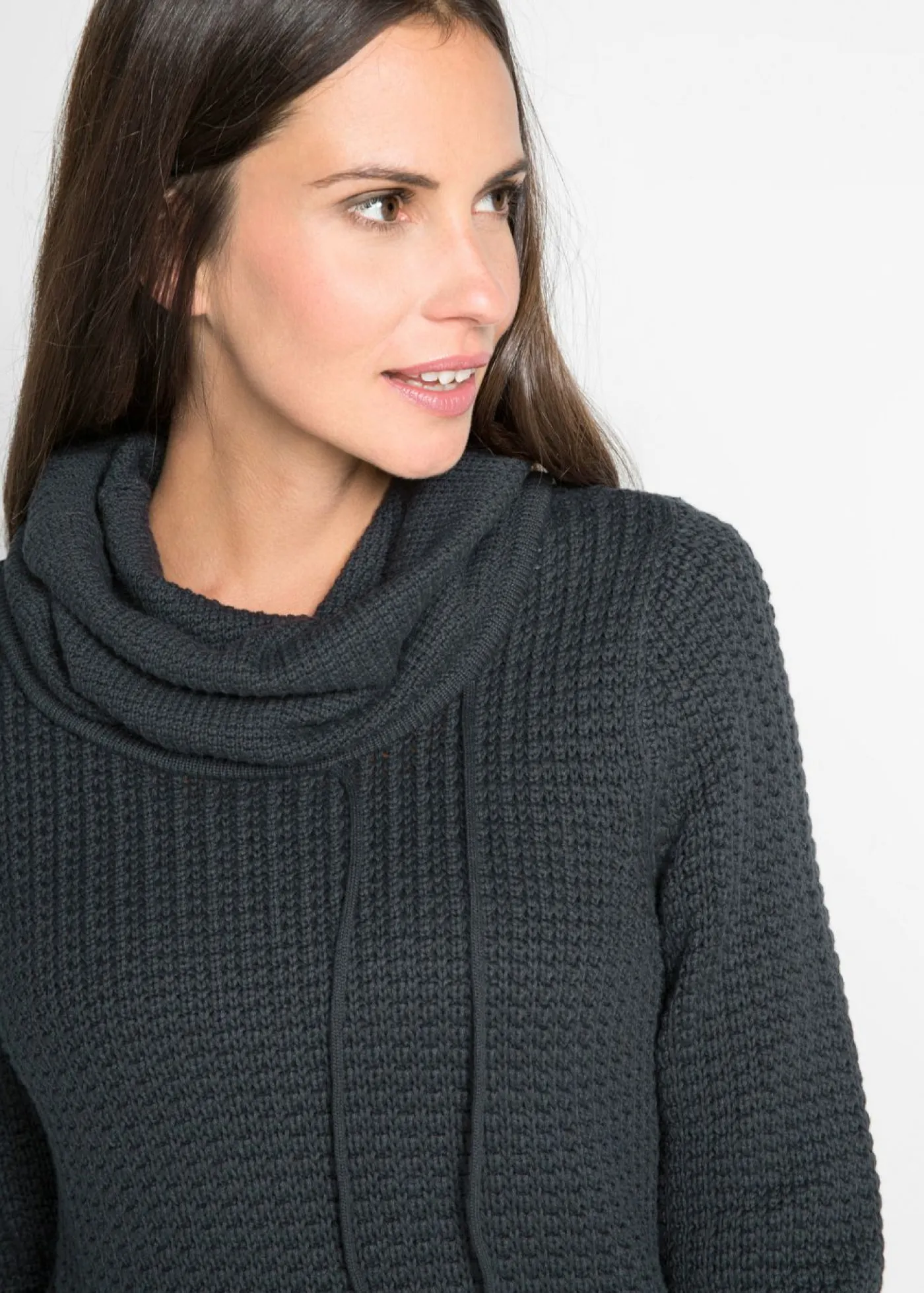 New Jersey de cuello alto con cordones Mujer Ropa De Punto|Jerséis