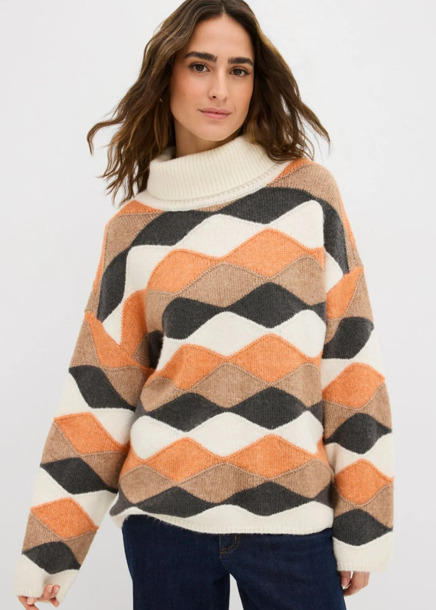 Best Jersey de cuello alto con patrón Mujer Jerséis|Ropa De Punto