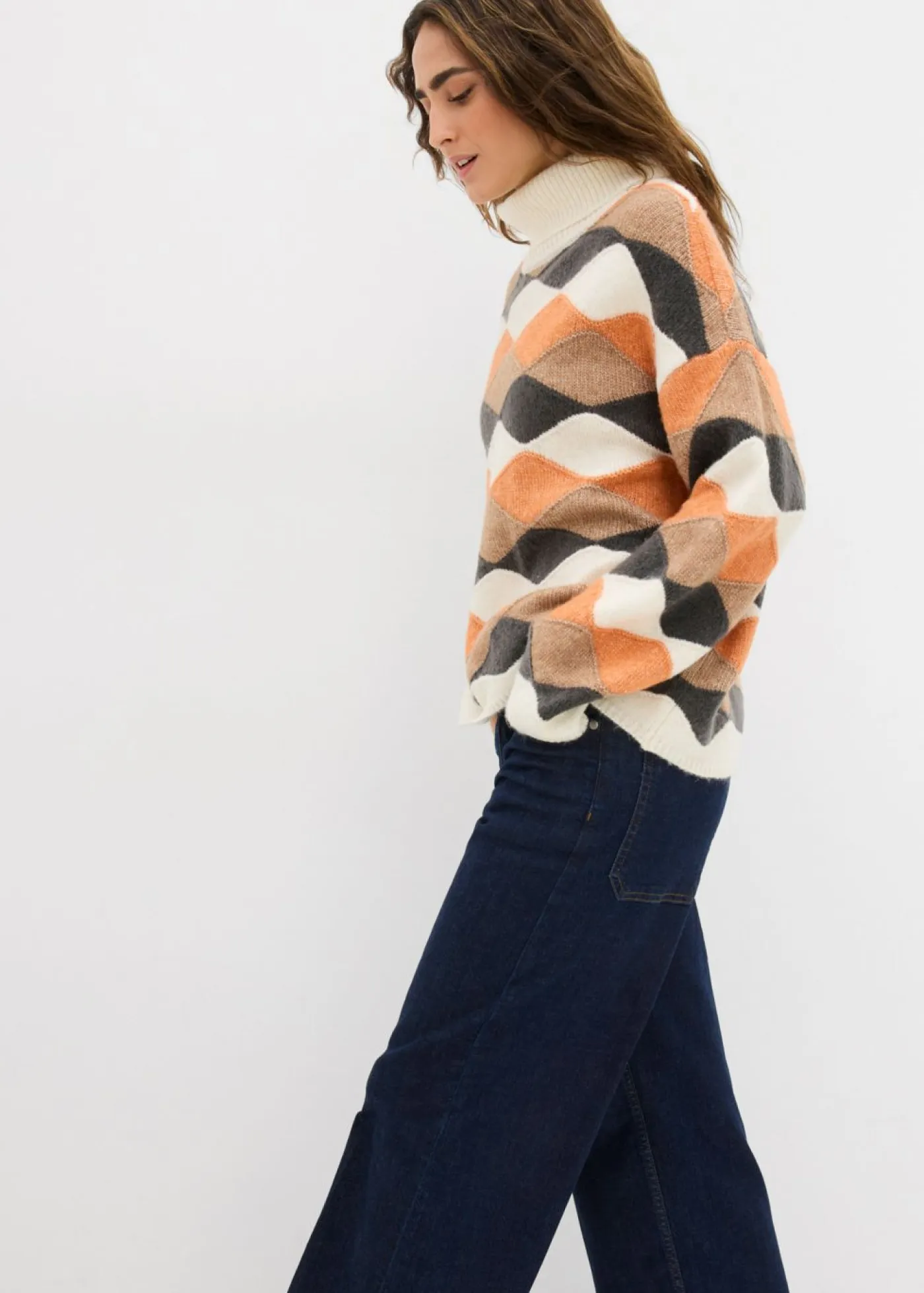 Best Jersey de cuello alto con patrón Mujer Jerséis|Ropa De Punto