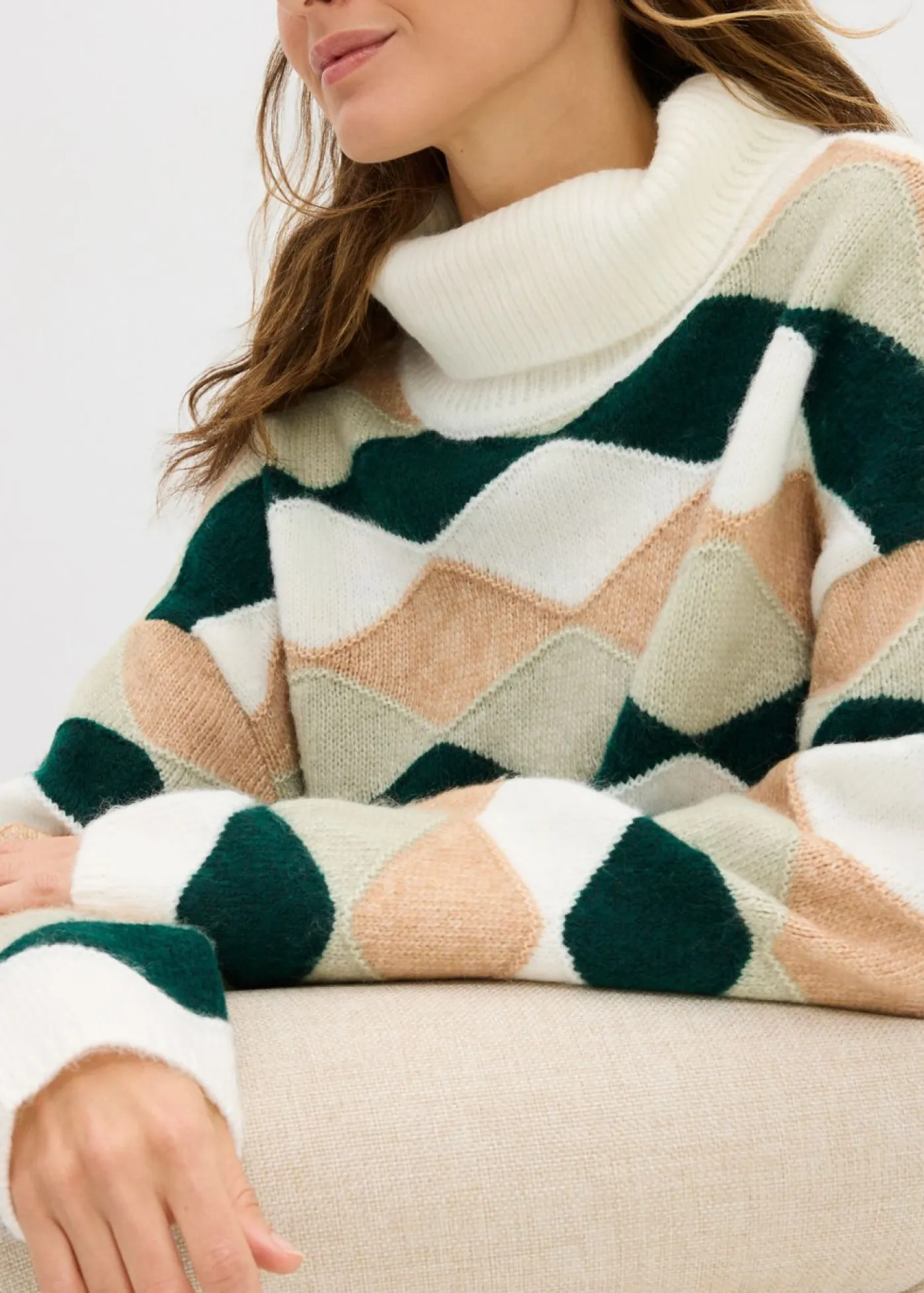 Discount Jersey de cuello alto con patrón Mujer Jerséis|Ropa De Punto