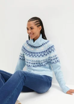 Clearance Jersey de cuello alto con patrón nórdico Mujer Jerséis|Ropa De Punto
