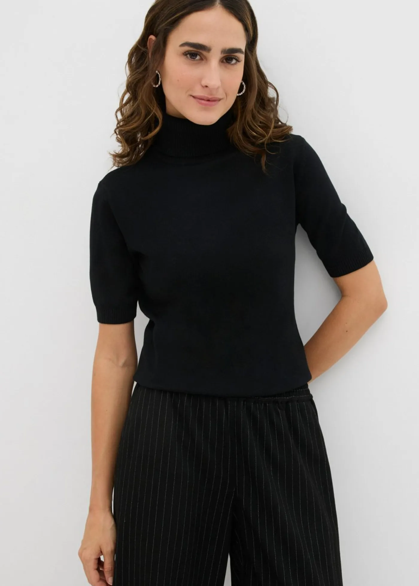 Jersey de cuello alto y manga corta Mujer Básicos|Jerséis