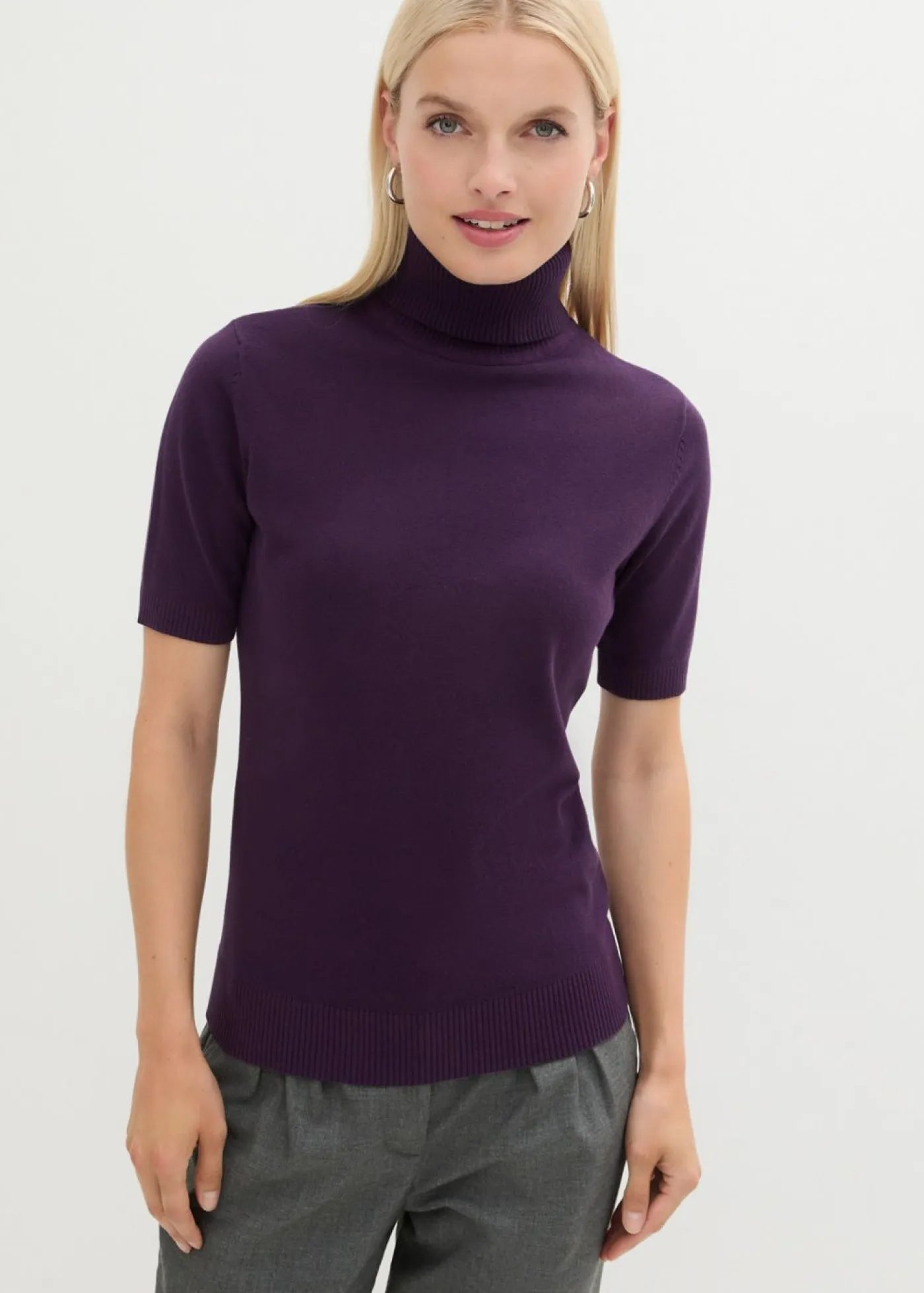 Outlet Jersey de cuello alto y manga corta Mujer Básicos|Jerséis
