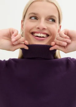 Outlet Jersey de cuello alto y manga corta Mujer Básicos|Jerséis