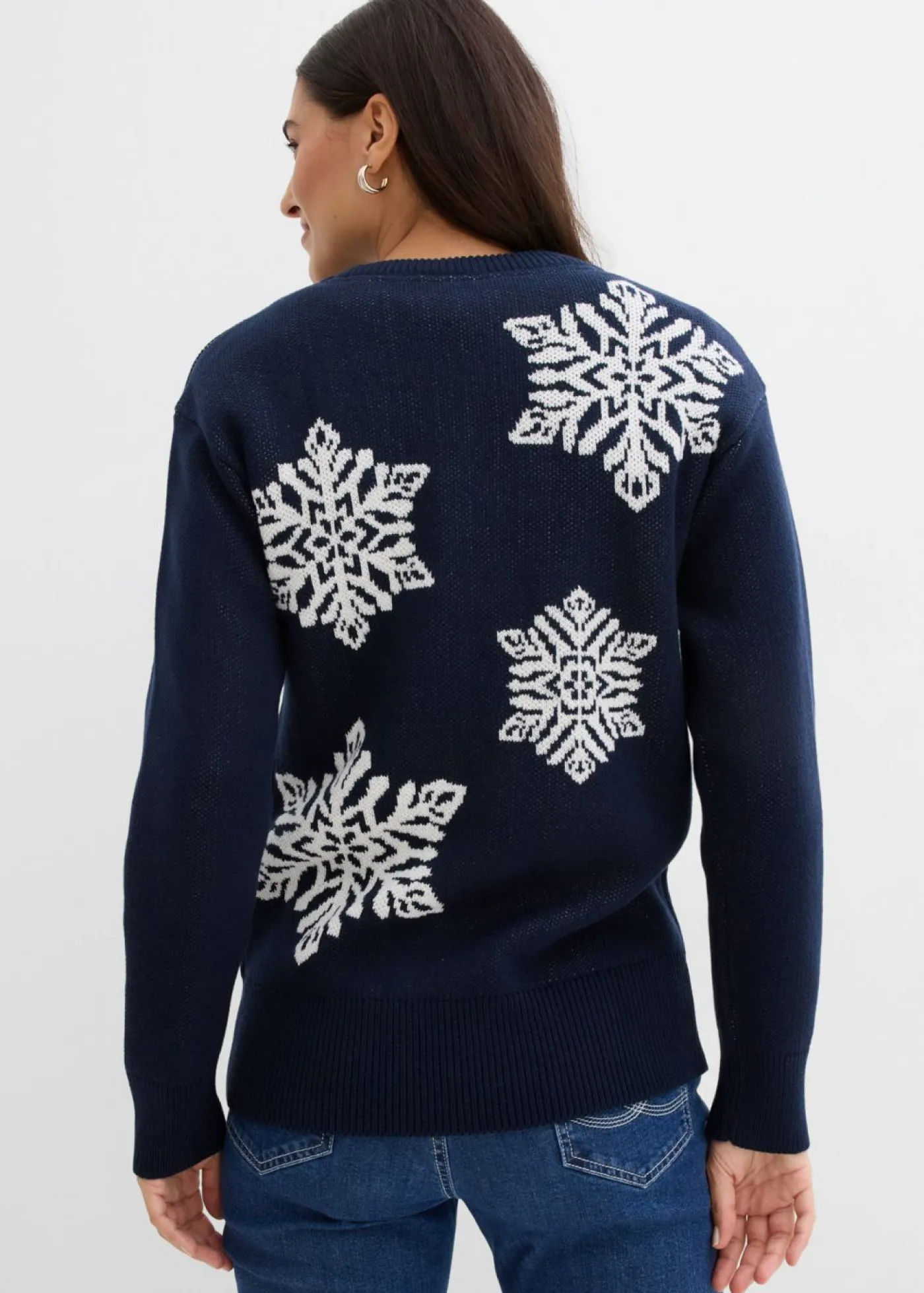 Clearance Jersey de cuello redondo con copos de nieve Mujer Jerséis|Ropa De Punto