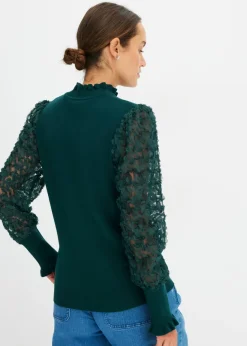 Best Jersey de cuello vuelto con mangas decorativas de gasa Mujer Jerséis|Ropa De Punto