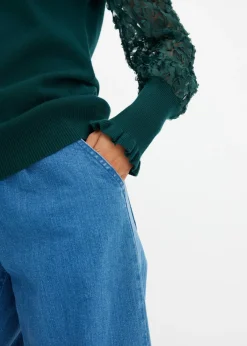 Best Jersey de cuello vuelto con mangas decorativas de gasa Mujer Jerséis|Ropa De Punto