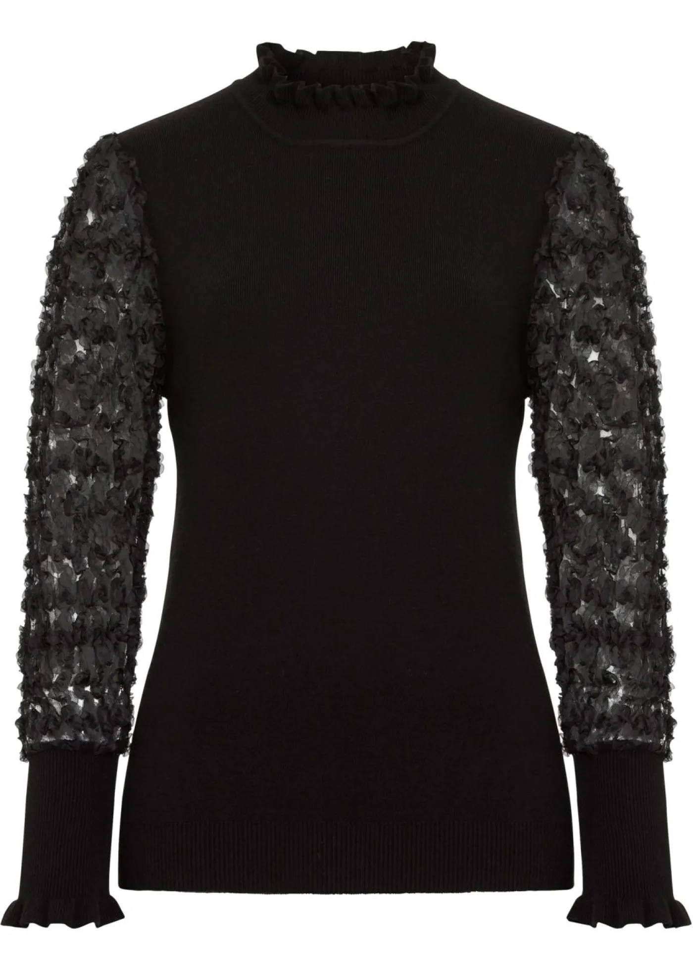 Clearance Jersey de cuello vuelto con mangas decorativas de gasa Mujer Jerséis|Ropa De Punto