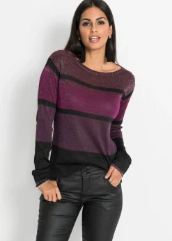 Hot Jersey de lúrex de rayas Mujer Jerséis|Ropa De Punto