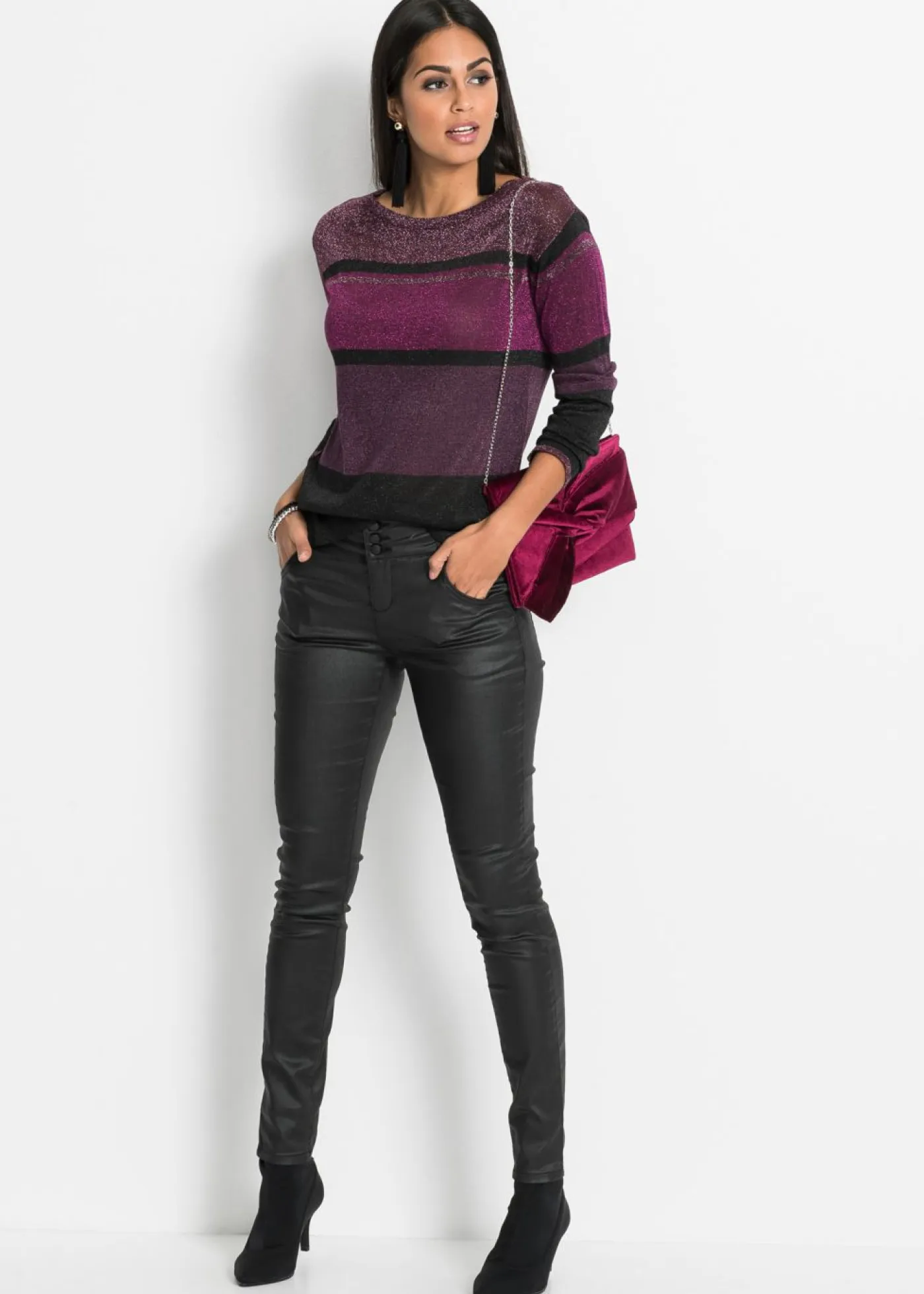 Hot Jersey de lúrex de rayas Mujer Jerséis|Ropa De Punto