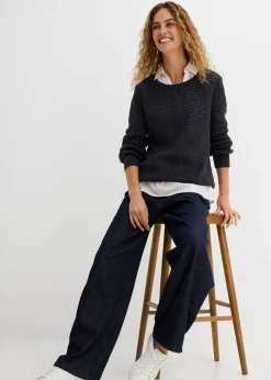 Outlet Jersey de mezcla de algodón con punto estructurado Mujer Ropa De Punto|Jerséis