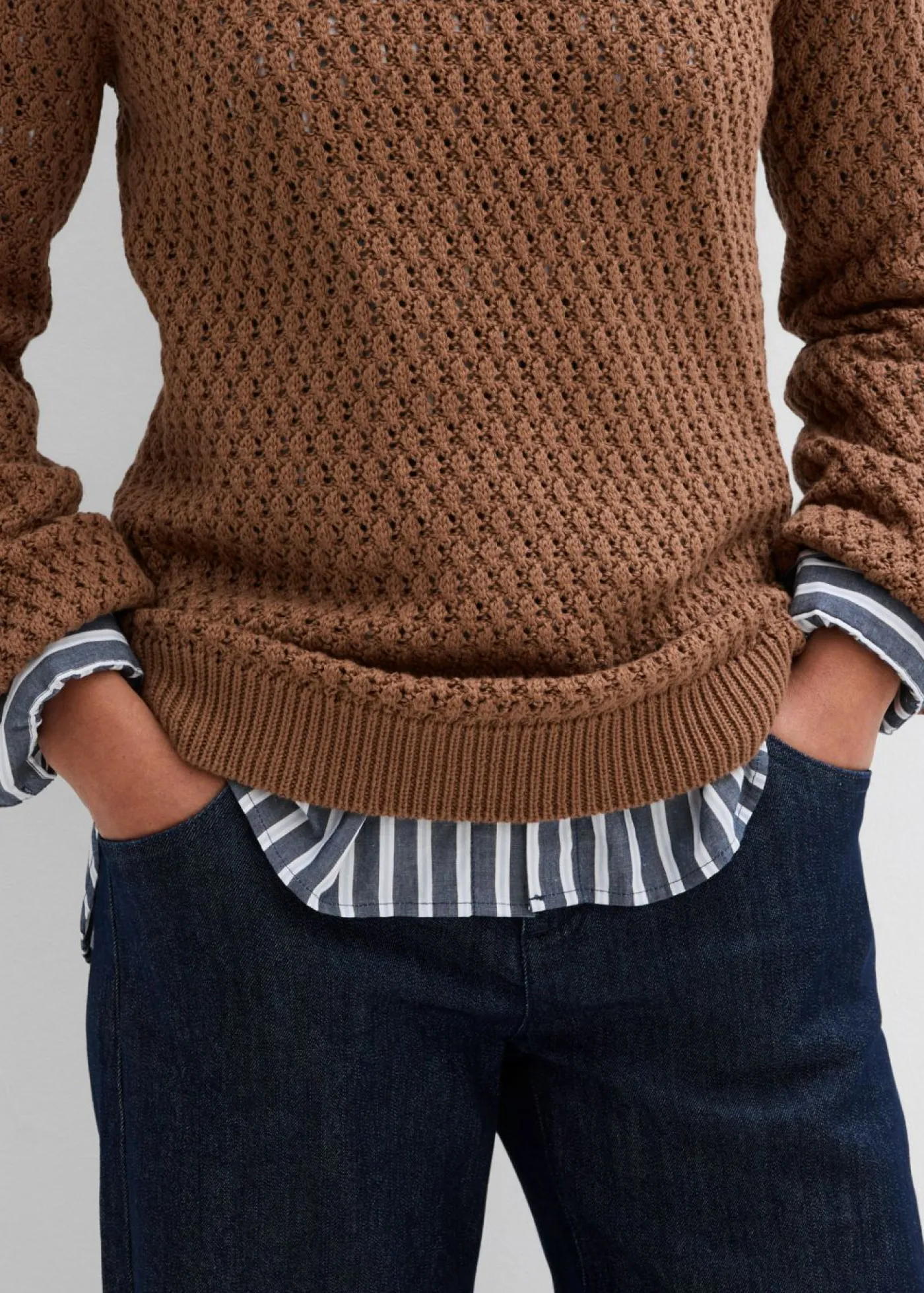 Jersey de mezcla de algodón con punto estructurado Mujer Jerséis|Ropa De Punto