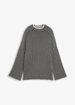Jersey de mezcla de viscosa con cuello alto Mujer Esenciales|Jerséis