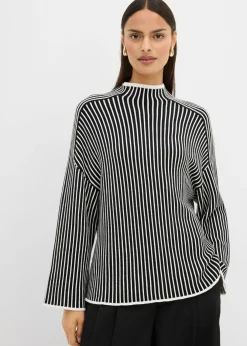Jersey de mezcla de viscosa con cuello alto Mujer Esenciales|Jerséis