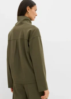 Sale Jersey de mezcla de viscosa con cuello troyer Mujer Esenciales|Jerséis