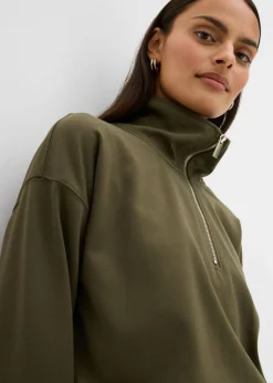 Sale Jersey de mezcla de viscosa con cuello troyer Mujer Esenciales|Jerséis