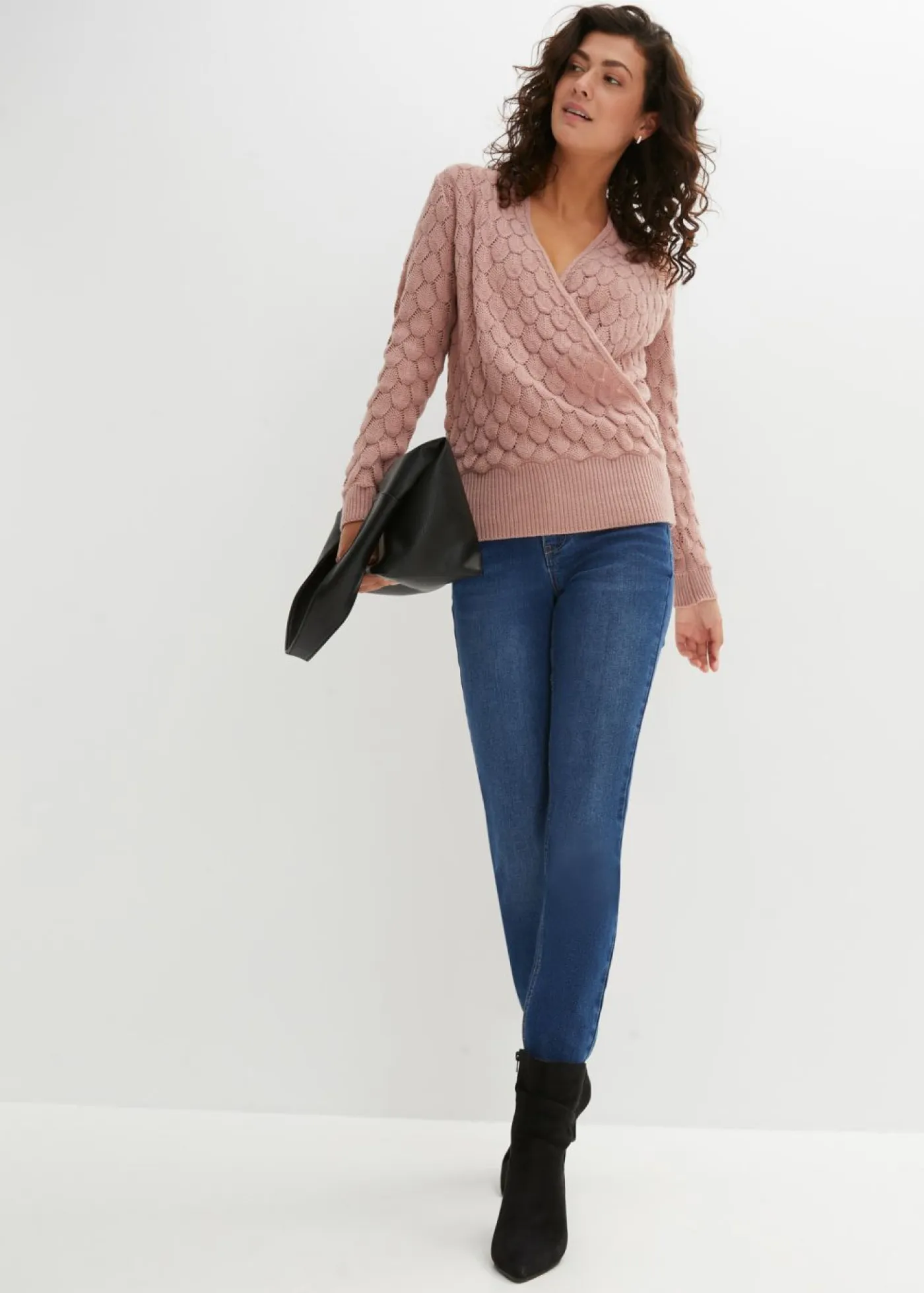 New Jersey de punto ajour con aspecto cruzado Mujer Jerséis|Ropa De Punto