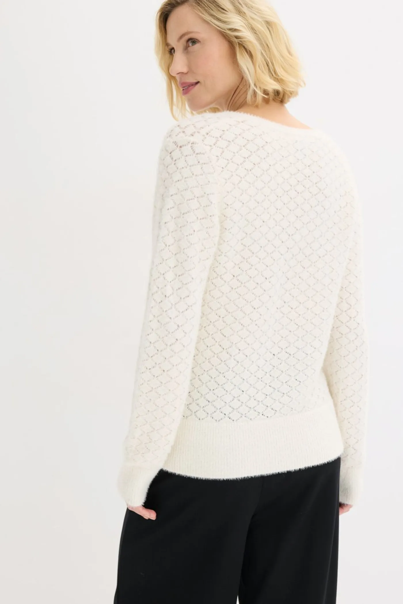 Outlet Jersey de punto ajour con hilo suave Mujer Jerséis|Ropa De Punto