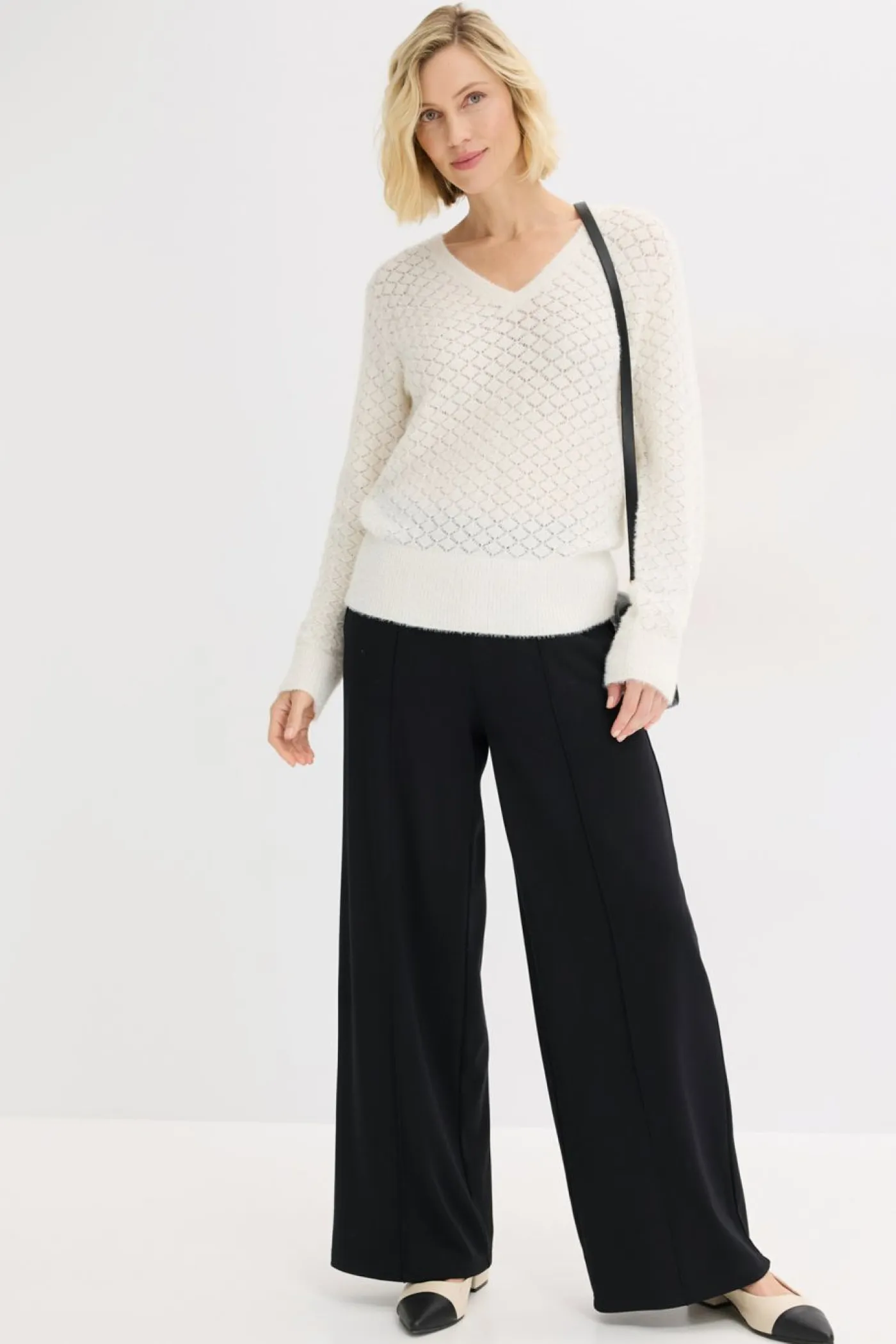 Outlet Jersey de punto ajour con hilo suave Mujer Jerséis|Ropa De Punto