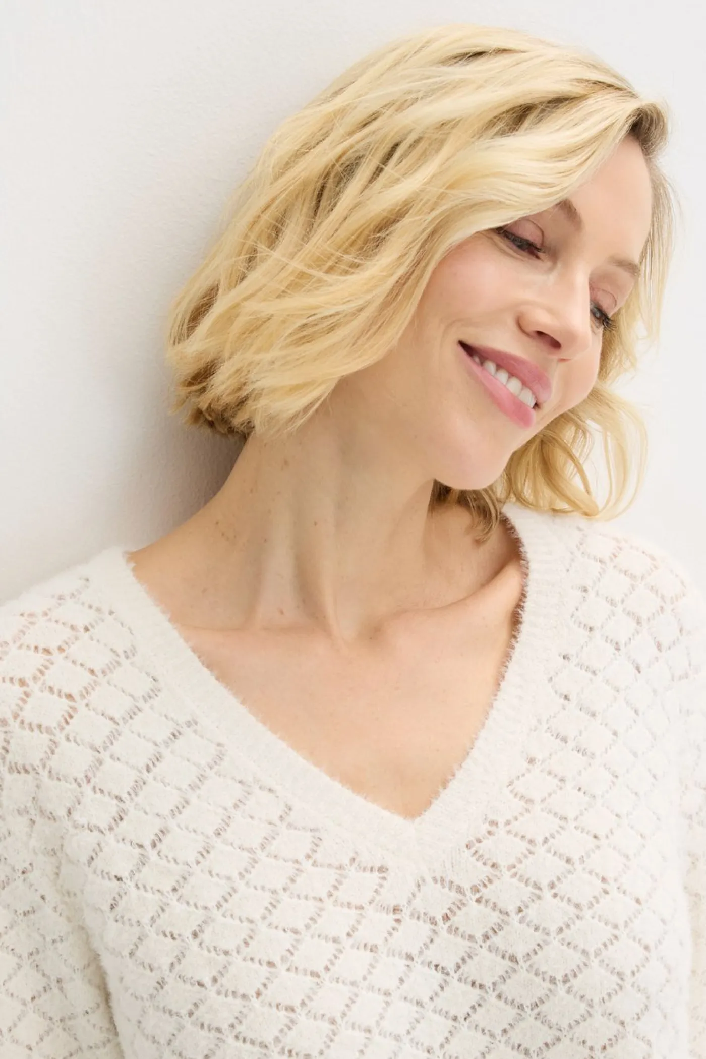 Outlet Jersey de punto ajour con hilo suave Mujer Jerséis|Ropa De Punto