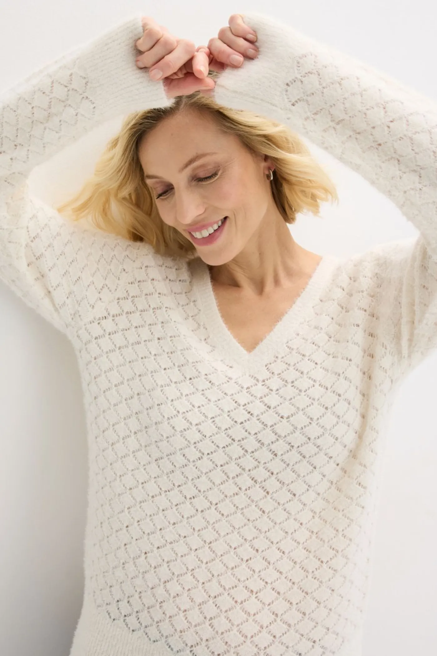 Outlet Jersey de punto ajour con hilo suave Mujer Jerséis|Ropa De Punto