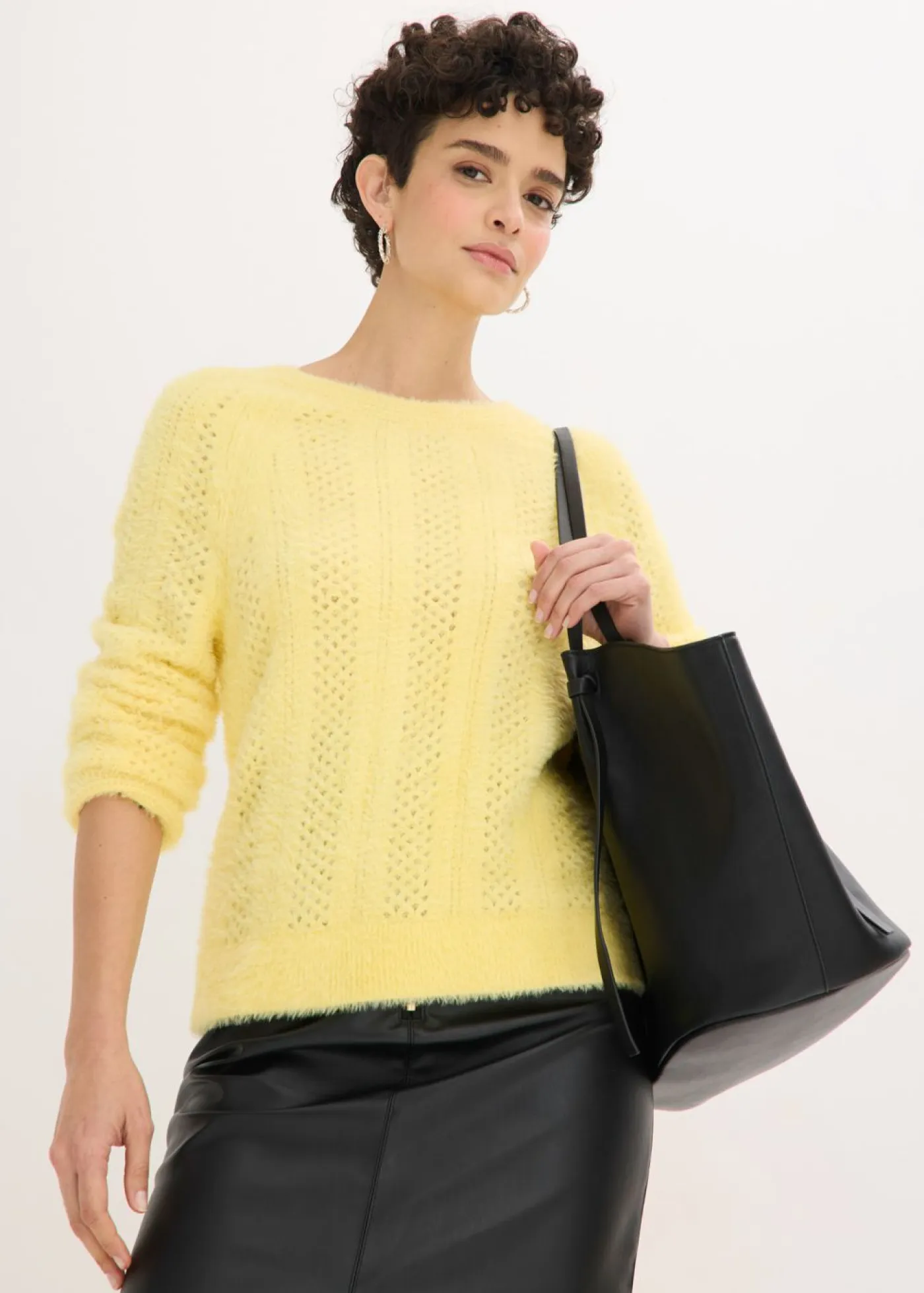 Jersey de punto ajour con hilo suave Mujer Jerséis|Ropa De Punto