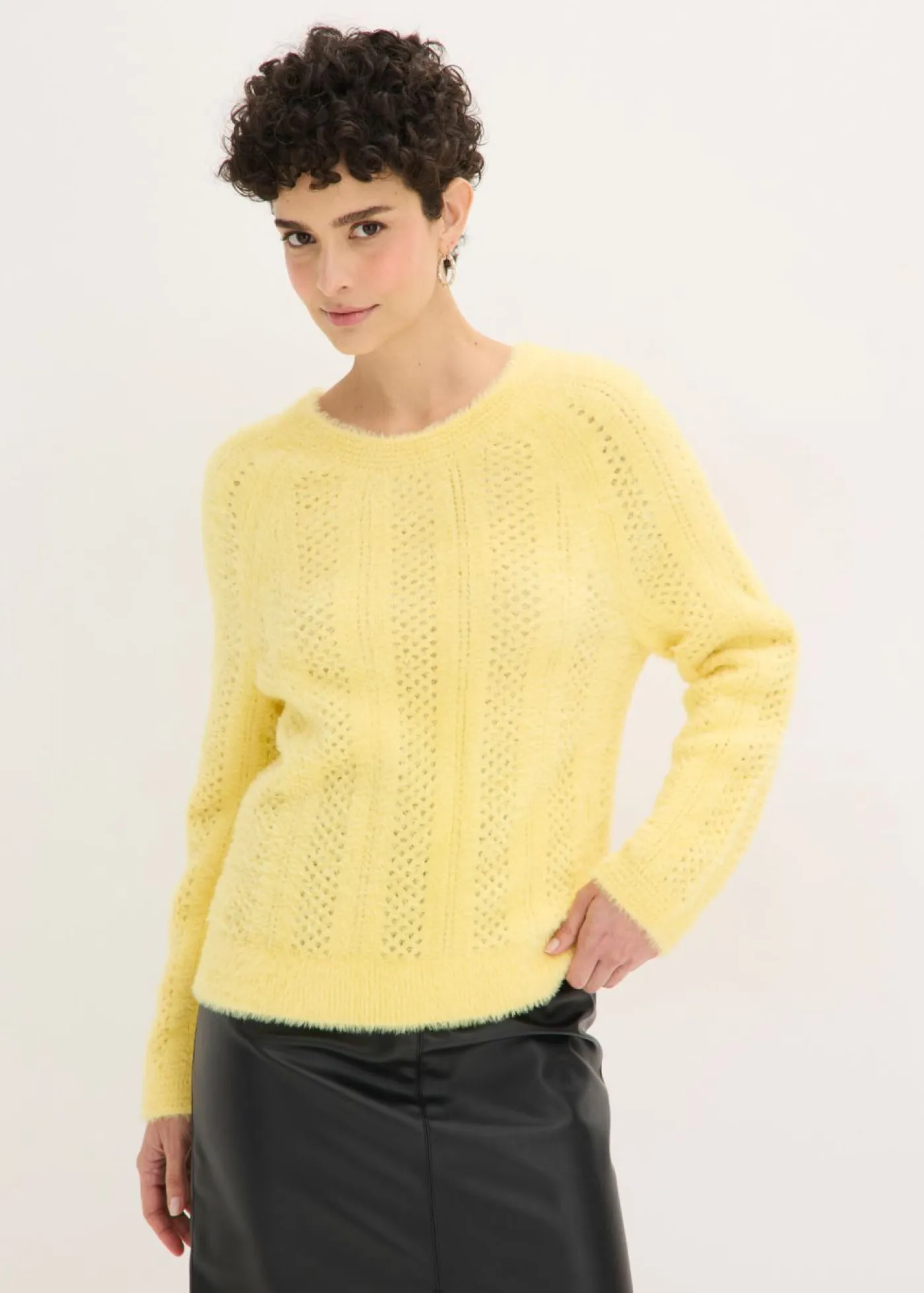 Jersey de punto ajour con hilo suave Mujer Jerséis|Ropa De Punto
