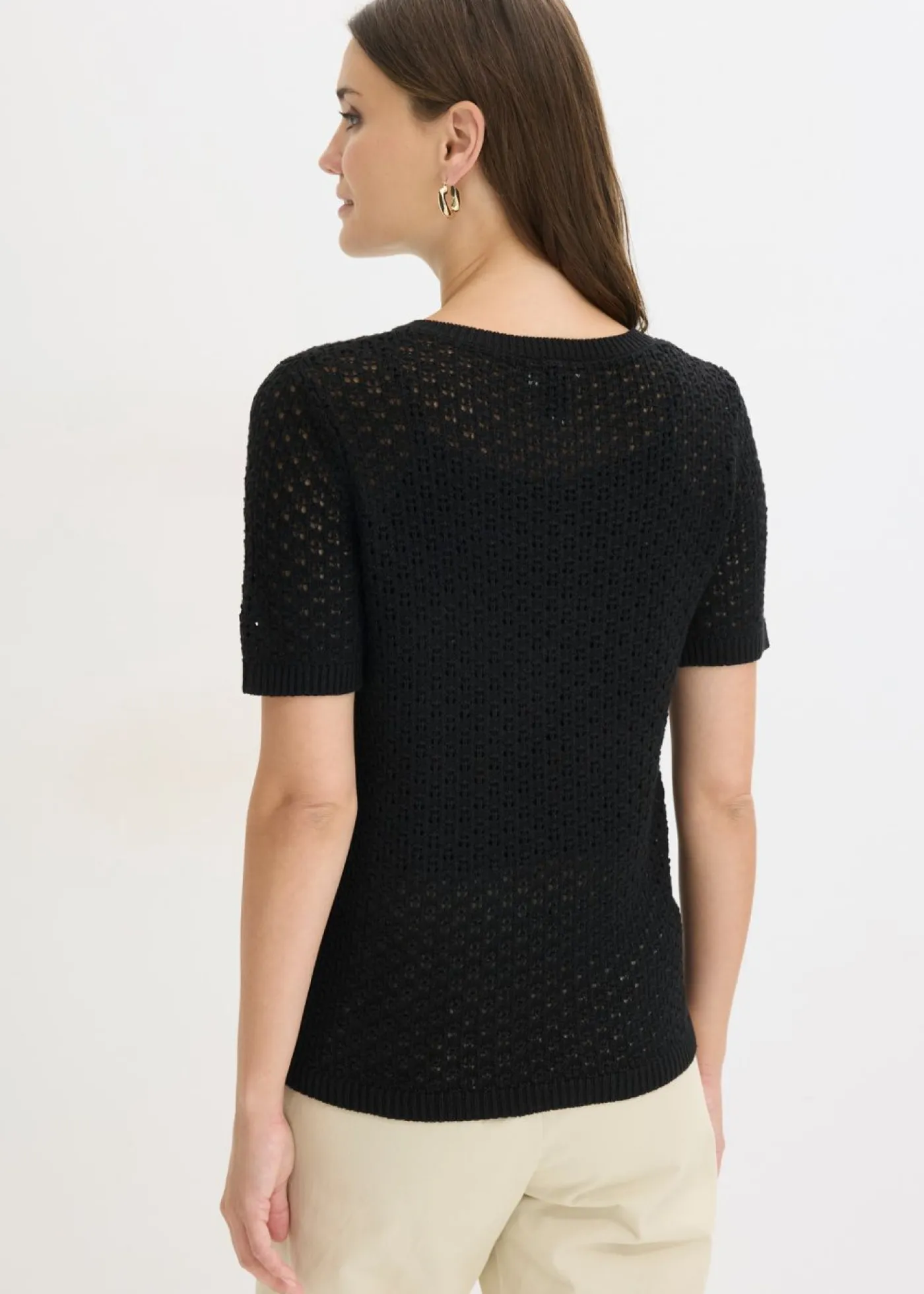 Clearance Jersey de punto ajour de mezcla de algodón Mujer Jerséis|Novedades