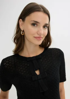 Clearance Jersey de punto ajour de mezcla de algodón Mujer Jerséis|Novedades