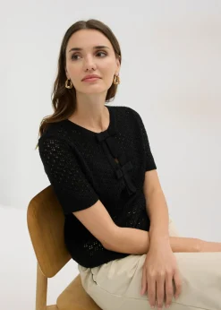 Clearance Jersey de punto ajour de mezcla de algodón Mujer Jerséis|Novedades