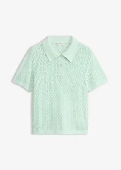 Outlet Jersey de punto ajour de algodón puro Mujer Camisetas|Novedades