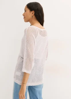 Jersey de punto ajour de mezcla de viscosa Mujer Jerséis|Novedades