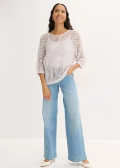 Jersey de punto ajour de mezcla de viscosa Mujer Jerséis|Novedades