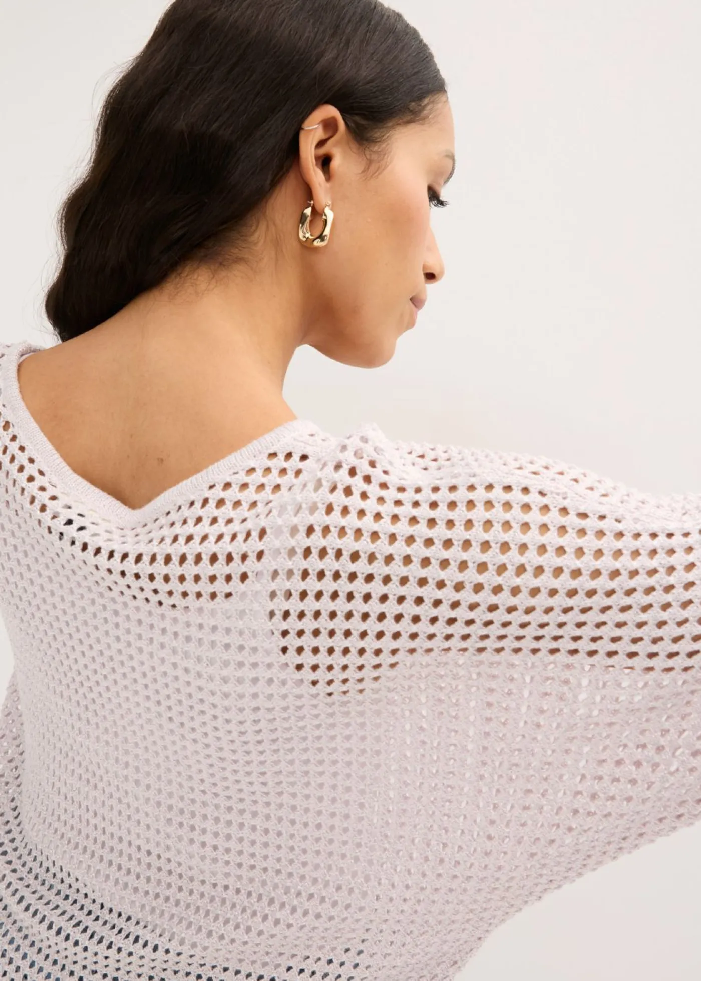 Jersey de punto ajour de mezcla de viscosa Mujer Jerséis|Novedades