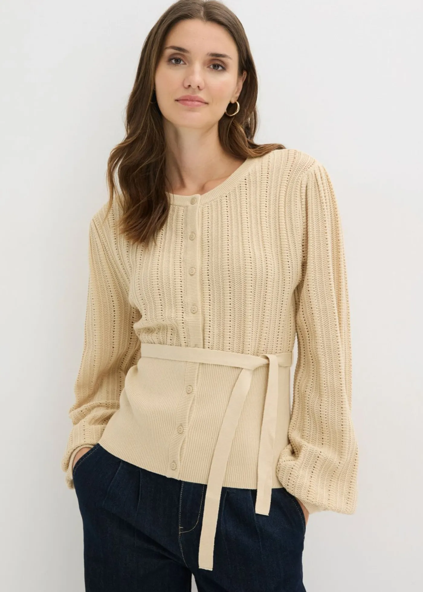 Clearance Jersey de punto ajour en mezcla de algodón Mujer Jerséis|Novedades