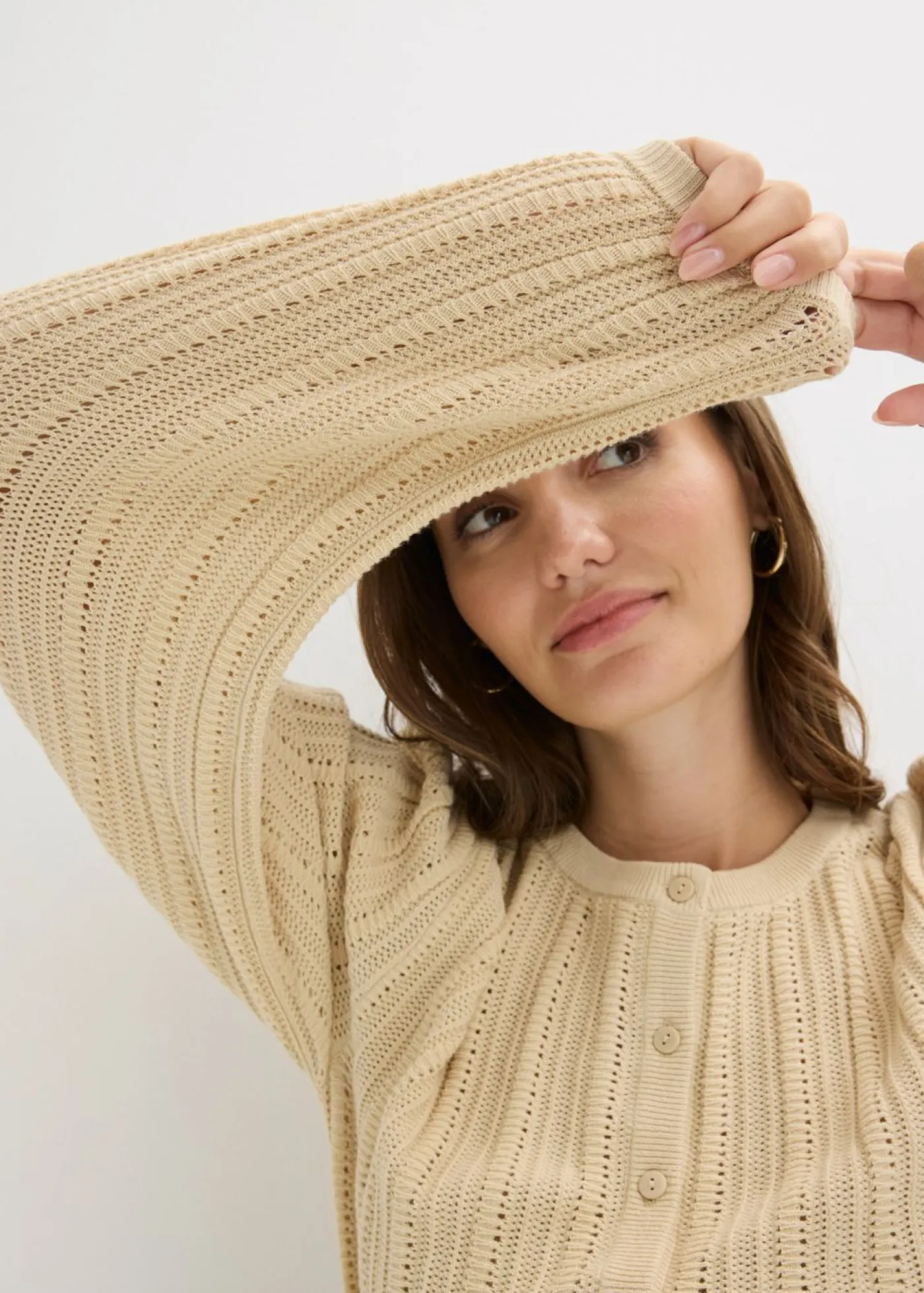 Clearance Jersey de punto ajour en mezcla de algodón Mujer Jerséis|Novedades