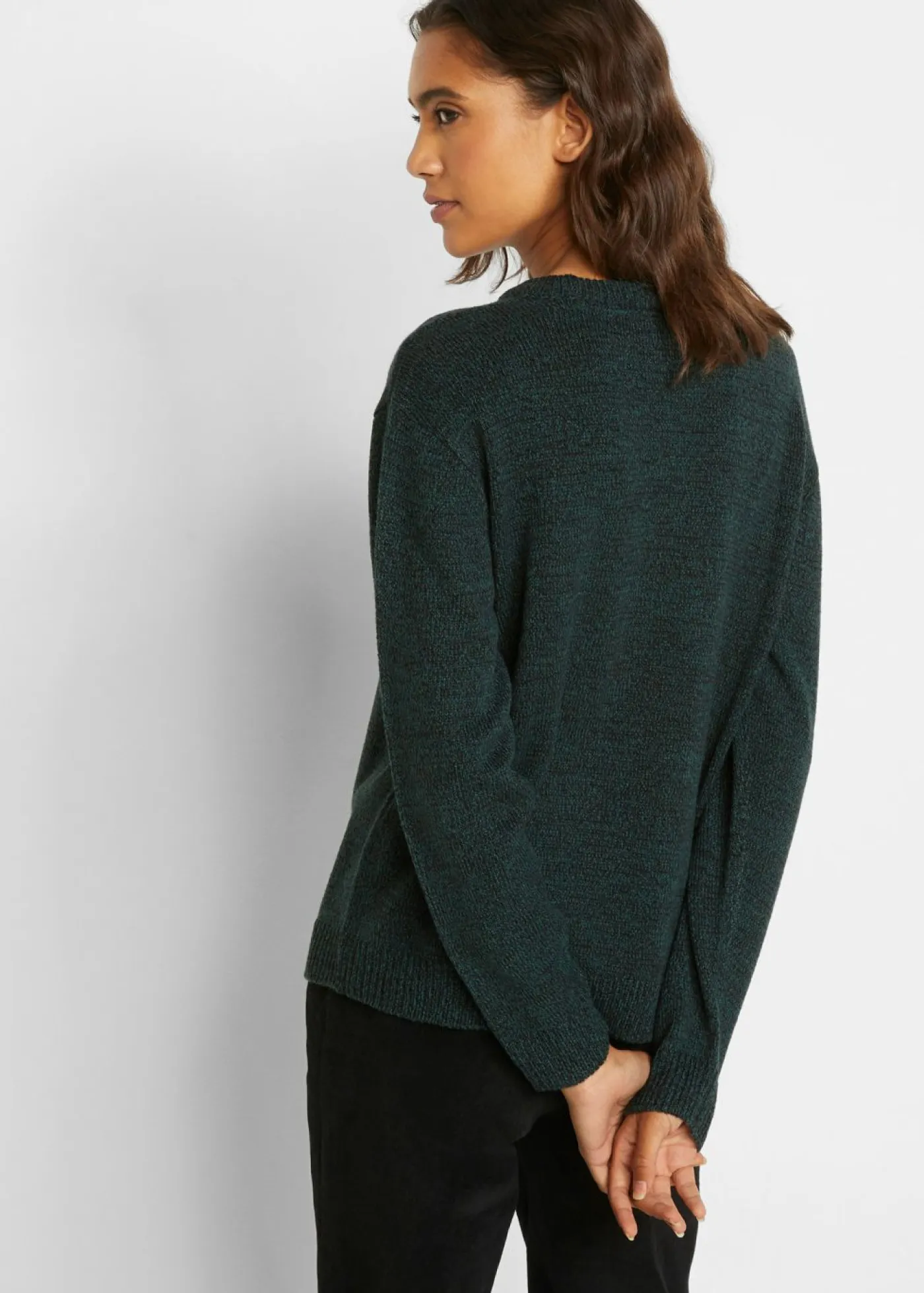 Sale Jersey de punto con cuello redondo jaspeado Mujer Jerséis|Ropa De Punto
