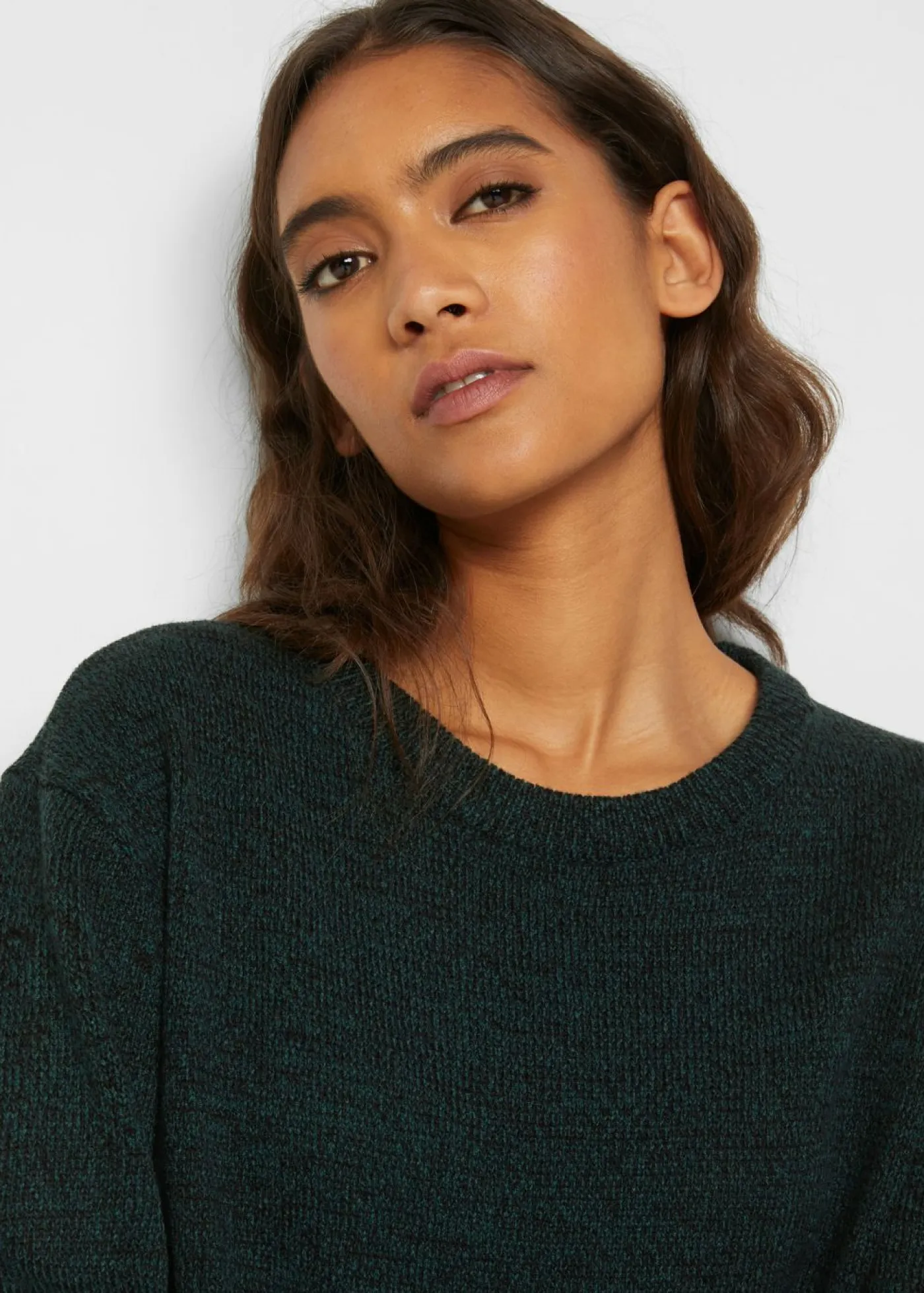 Sale Jersey de punto con cuello redondo jaspeado Mujer Jerséis|Ropa De Punto