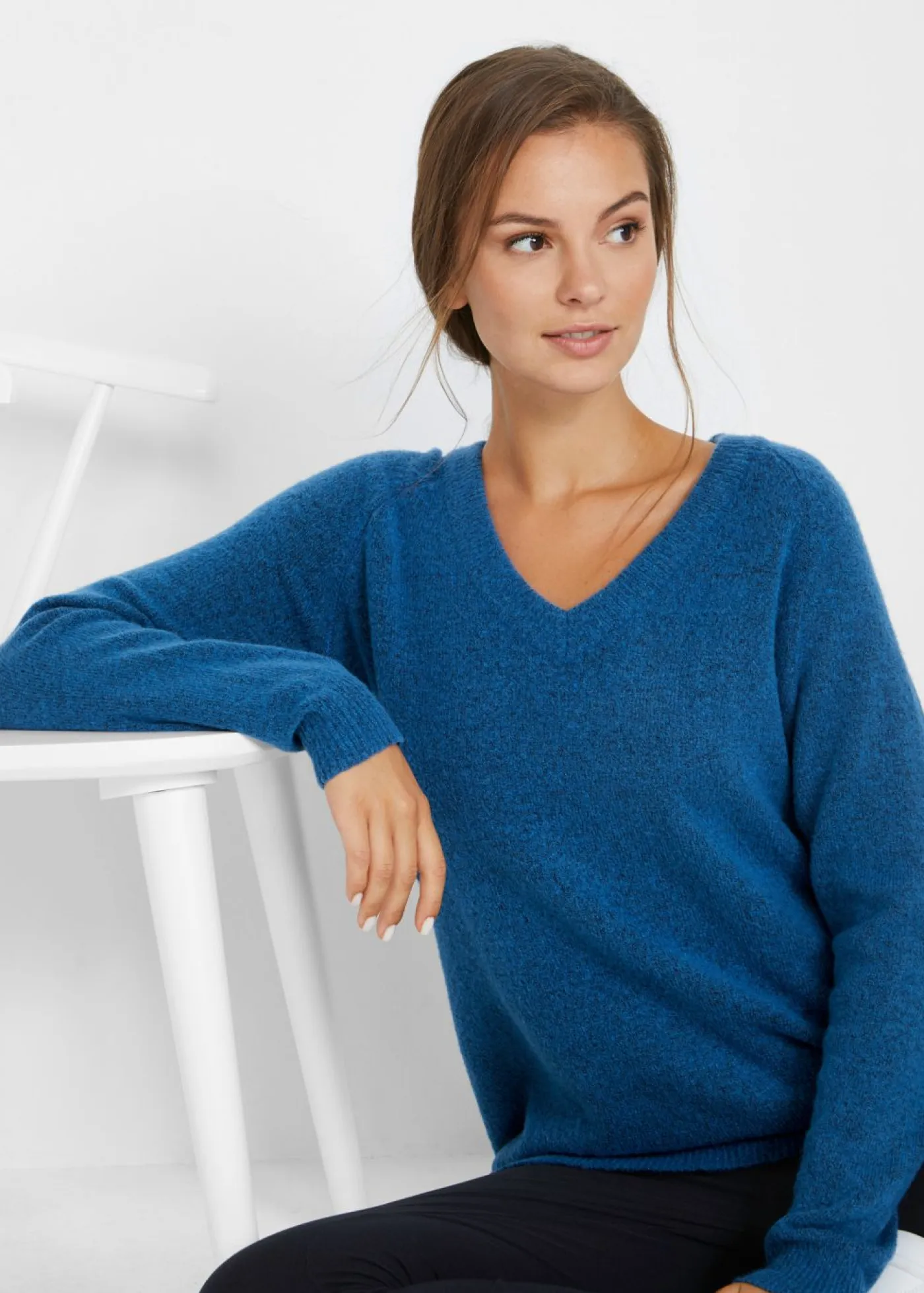 Best Jersey de punto con cuello en V, de corte oversize Mujer Jerséis|Ropa De Punto