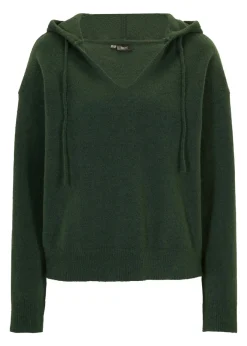Online Jersey de punto con escote en V y capucha Mujer Jerséis|Ropa De Punto