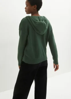 Online Jersey de punto con escote en V y capucha Mujer Jerséis|Ropa De Punto