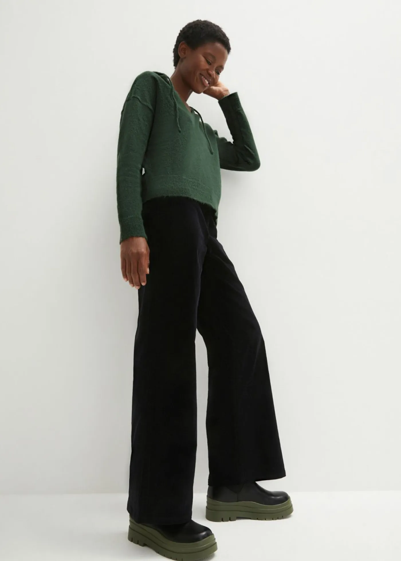 Online Jersey de punto con escote en V y capucha Mujer Jerséis|Ropa De Punto