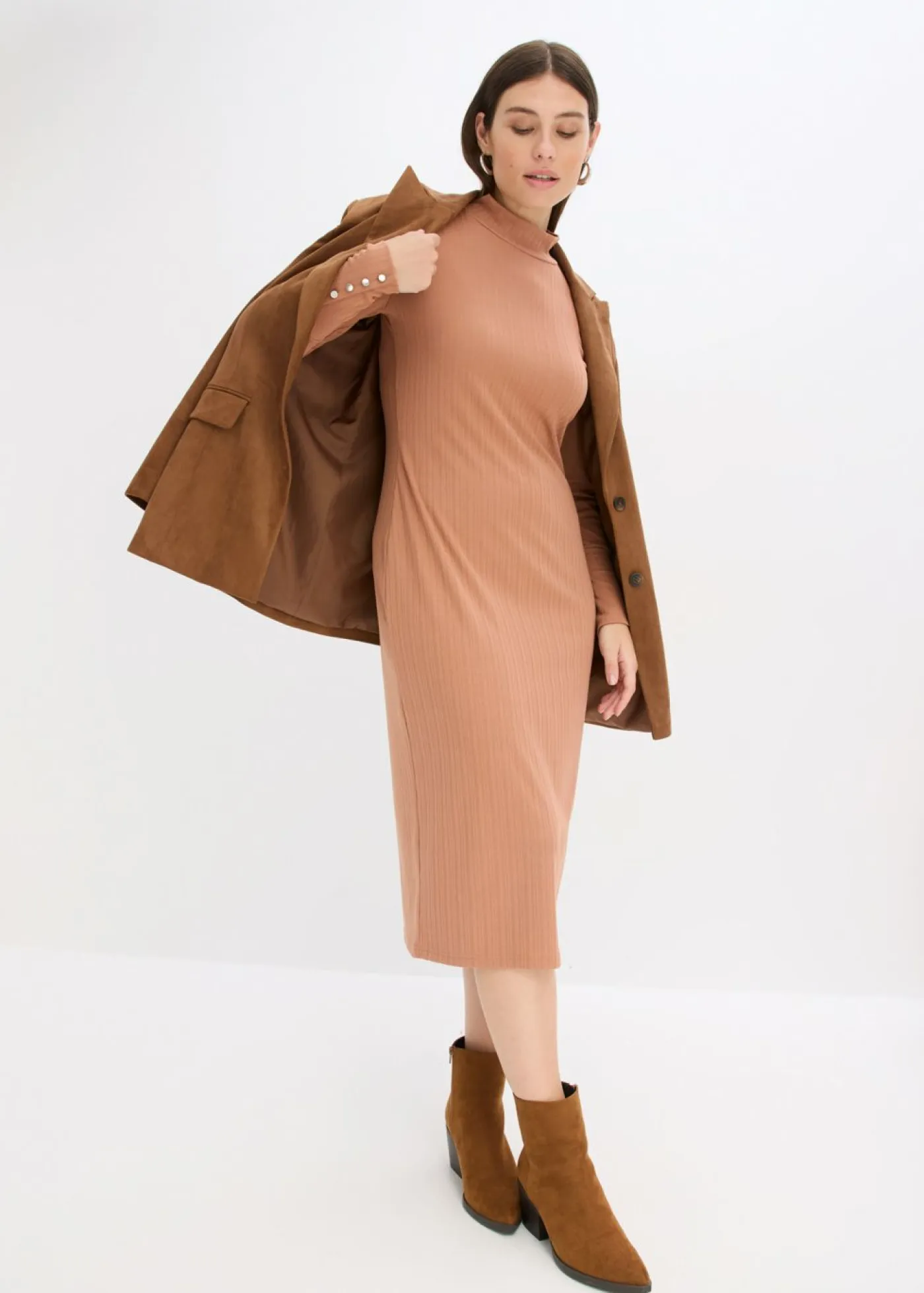 Best Jersey de punto de canalé de mezcla de viscosa Mujer Vestidos