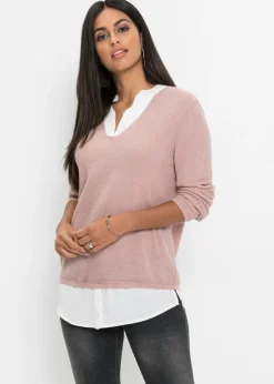 Best Jersey de punto fino con inserto de blusa Mujer Jerséis|Ropa De Punto