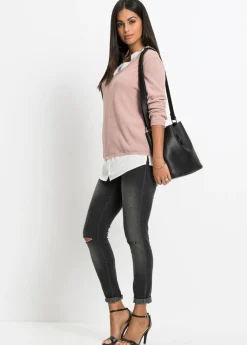 Best Jersey de punto fino con inserto de blusa Mujer Jerséis|Ropa De Punto