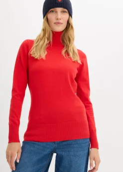 Jersey de punto fino con cuello alto Mujer Básicos|Jerséis
