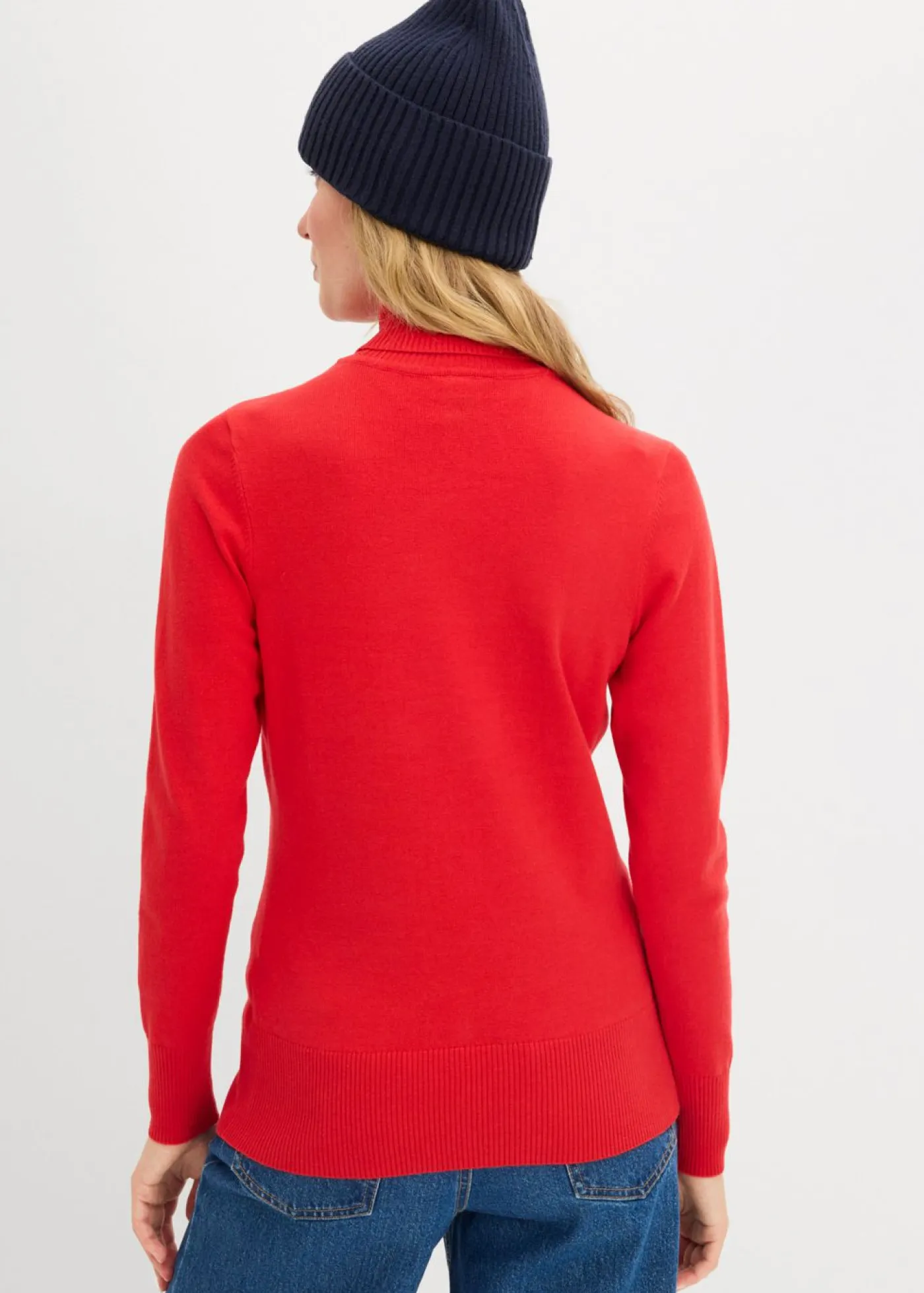 Jersey de punto fino con cuello alto Mujer Básicos|Jerséis