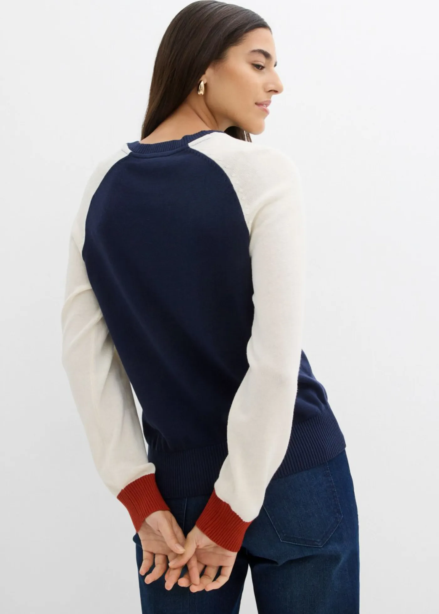 New Jersey de punto fino con mangas raglán Mujer Jerséis|Ropa De Punto