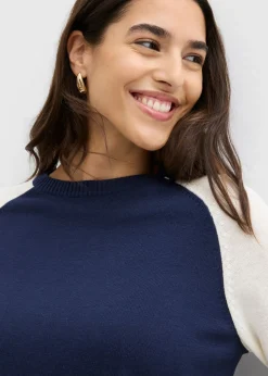 New Jersey de punto fino con mangas raglán Mujer Jerséis|Ropa De Punto